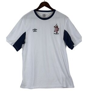 England Home Football Jersey Mens M 2009 2010 Umbro White Embroidered Y2K